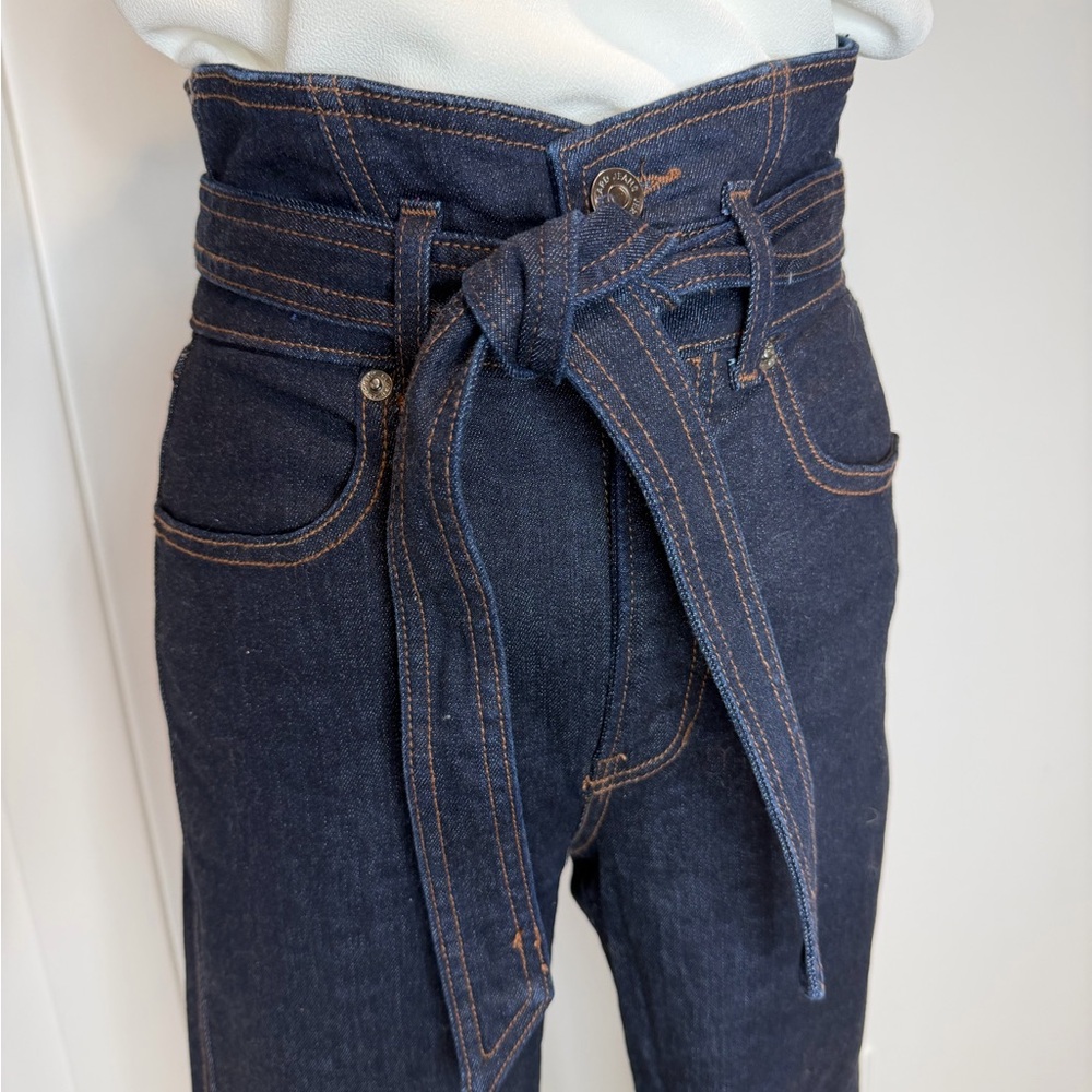 Veronica Beard Sheridan Belted Notched Waist Bell Bottom Jeans - Picture 3 of 10